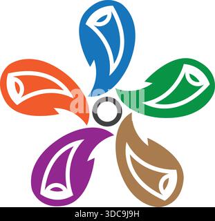 Colorful Petal Flower Logo Design Creative Floral Shape Icon Vector Template Stock Vector
