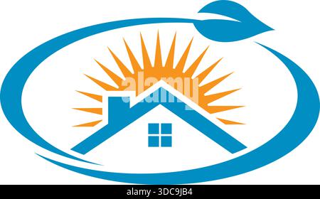 Home Sun Sky Logo Design Real Estate Property Development Icon Vector Template Stock Vector