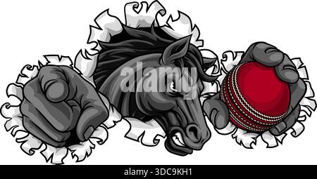Horse Mustang Cricket Sports Team Mascot Stock Vector