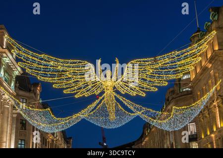Regent Street Christmas Lights, London, England. Night scenes. Blue hour. Dusk. Stock Photo