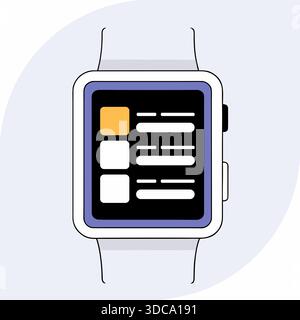Stylized Smartwatch Interface Illustration Stock Vector