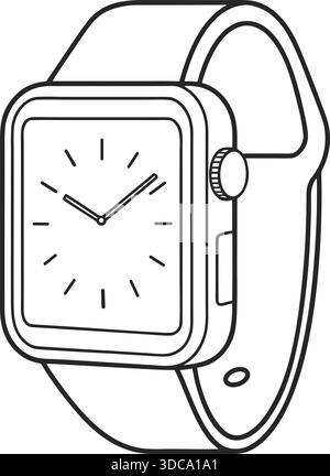 Minimalist Line Art of Smartwatch Stock Vector