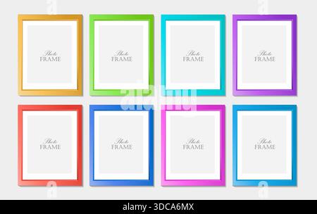 Set of colorful wooden photo frames collection. Wooden colorful square picture frames set. Photo Frames for your design, galleries, decor, wall art.  Stock Vector