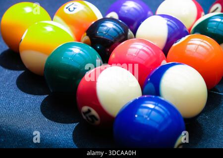 Billiard balls on the table, close-up Stock Photo