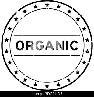 Grunge black certified organic word rubber seal stamp on white ...