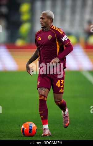 Wesley of A.S. Roma is in action during the 26th day of the Serie A ...