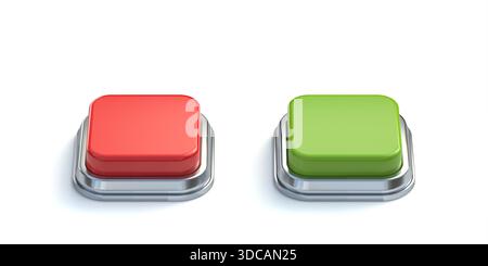 Red and green square buttons 3D rendering illustration isolated on white background Stock Photo
