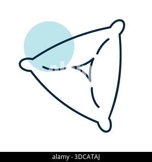 A linear icon with a partial color fill of traditional Samsa or Samosa pastry. Ideal for cuisine, food, and restaurant concepts. Stock Vector