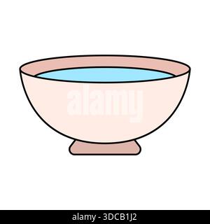 Ceramic bowl filled with blue liquid Vector Illustration. A flat design style, it is ideal for icons, educational materials, culinary blogs. Stock Vector