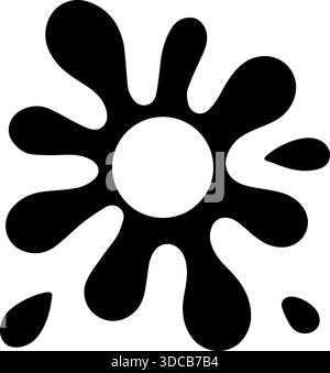 Starburst-shaped ink explosion with grunge strokes extending from a hollow central circle. Stock Vector