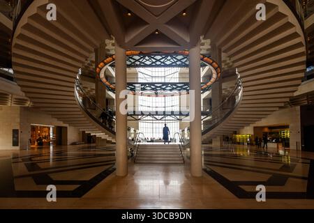 Interior and exhibition galleries at The Museum of Islamic Art in Doha, Qatar, designed by architect IM Pei Stock Photo