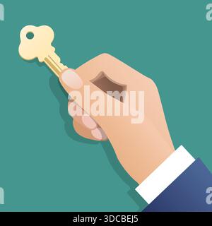 Human hand holds key Stock Vector