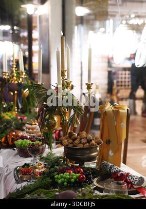 Christmas dining table Stock Photo