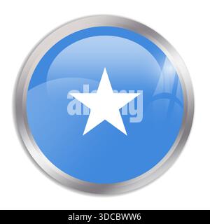 Somalia flag - glossy circle button in metal frame displays a colorful flag of a country cultural identity and heritage. The essence of national pride and unity. Stock Vector