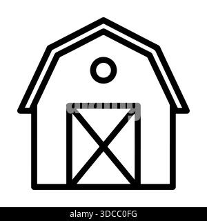 Barn Farmhouse Line Icon. Traditional Rural Building Outline Vector Illustration. Stock Vector