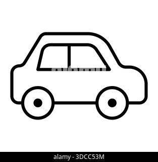 Simple outline of a car illustration representing transportation and mobility. Perfect for use in design, education, and travel-related projects. Stock Vector