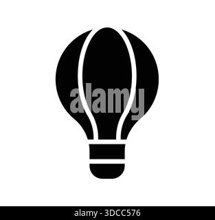 This black and white icon of a hot air balloon represents travel and adventure. Ideal for projects focused on exploration, nature, and outdoor activit Stock Vector