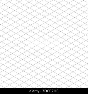 Isometric black line guides. Isometric squared grid. Notebook sheet blank template. Printable 3d perspective backdrop. Mathematic typography pattern Stock Vector