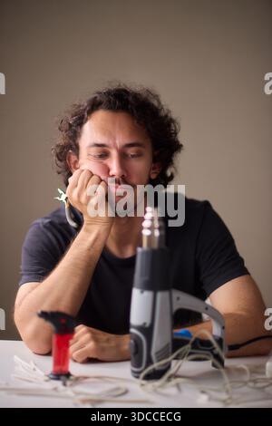 Utilizing a Heat Gun for a Wide Range of Different DIY Projects and Applications Stock Photo