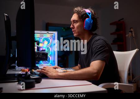 A Unique Gaming Setup Featuring Exceptional Arm Support Designed for Enhanced Comfort Stock Photo