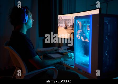 A Unique Gaming Setup Featuring Exceptional Arm Support Designed for Enhanced Comfort Stock Photo