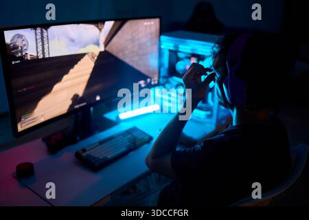 A Unique Gaming Setup Featuring Exceptional Arm Support Designed for Enhanced Comfort Stock Photo