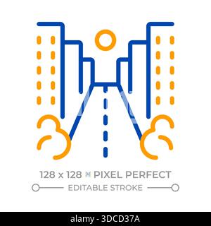 Street pixel perfect two color line icon Stock Vector