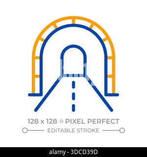 Tunnel pixel perfect two color line icon Stock Vector