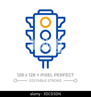 Traffic light pixel perfect two color line icon Stock Vector