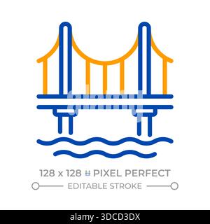 Bridge pixel perfect two color line icon Stock Vector