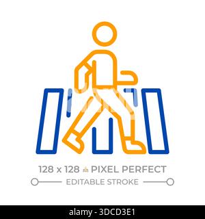 Crosswalk pixel perfect two color line icon Stock Vector
