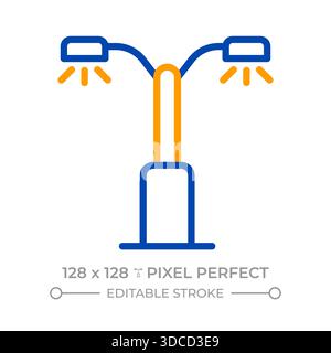 Street lighting pixel perfect two color line icon Stock Vector