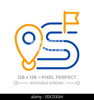 Road map pixel perfect two color line icon Stock Vector