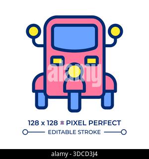 Tuk tuk pixel perfect line color icon Stock Vector