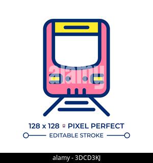 Train pixel perfect line color icon Stock Vector