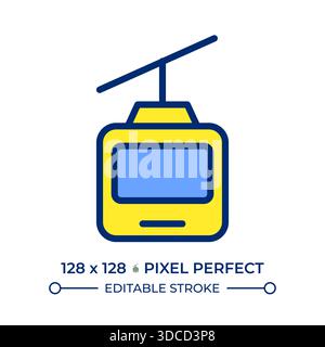 Cable car pixel perfect line color icon Stock Vector