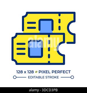 Tickets pixel perfect line color icon Stock Vector