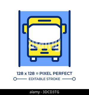 Bus lane pixel perfect line color icon Stock Vector