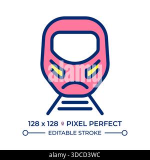 High speed rail pixel perfect line color icon Stock Vector