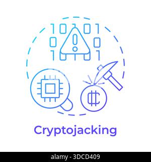 Cryptojacking blue gradient concept icon Stock Vector