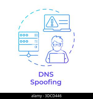 DNS spoofing blue gradient concept icon Stock Vector