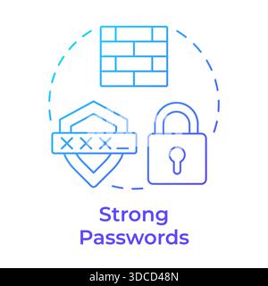 Strong passwords blue gradient concept icon Stock Vector