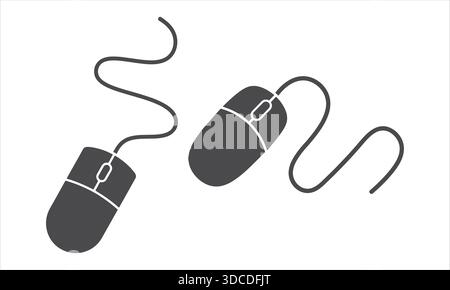 Computer Mouse Silhouettes Vector – Modern PC Hardware Device Icons Stock Vector