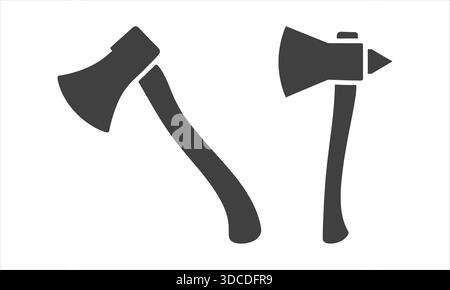 Black Axe Silhouettes Vector – Sharp Cutting Tool Weapon Icons Stock Vector