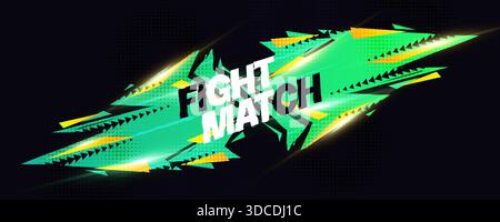 Abstract Sports Banner with Dynamic Green and Yellow Brush Strokes, Arrow Shapes, Halftone Patterns, and Light Effects Stock Vector