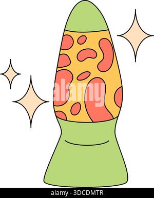 Groovy Retro Lava Lamp Sticker Cartoon Stock Vector
