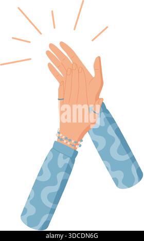 Flat Clapping Hands With Applause Stock Vector