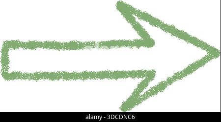 Green Crayon Arrow Hand Drawn Icon Stock Vector