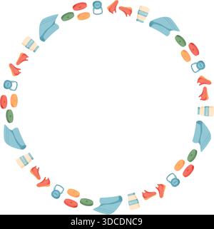 Colorful Minimal Round Sport Frame Stock Vector