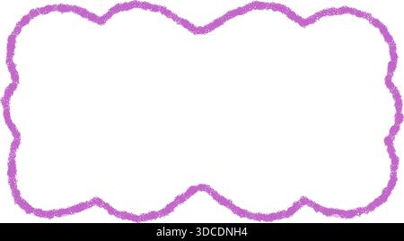 Groovy Crayon Scallop Rectangle Border Outline Stock Vector